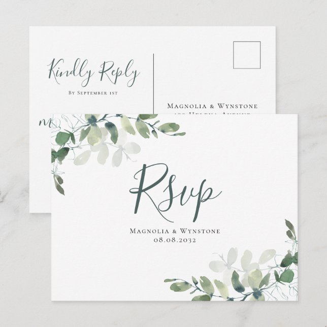 Eucalyptus Wedding RSVP Postcard (Front/Back)