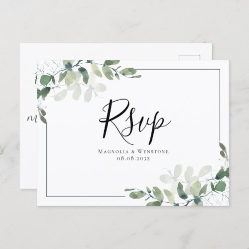 Eucalyptus Wedding RSVP Postcard