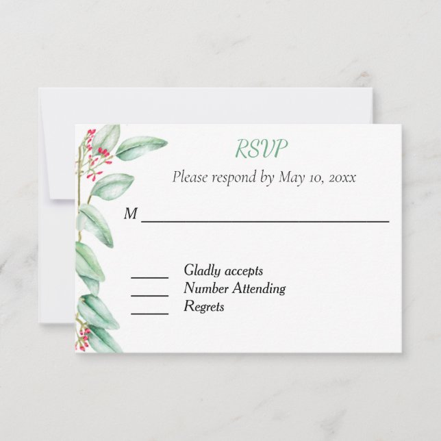 Eucalyptus Wedding RSVP Response Card (Front)