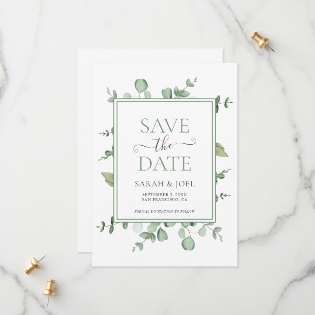 Eucalyptus Wedding Save The Date (Front/Back In Situ)