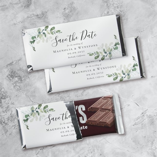 Eucalyptus Wedding Save The Date Custom Candy Bars (Creator Uploaded)