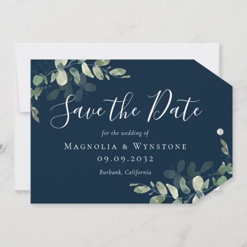 Eucalyptus Wedding Save the Date Large Tag Invitation