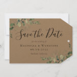 Eucalyptus Wedding Save the Date Large Tag Invitation<br><div class="desc">Let your friends and family know that you have set a date for your wedding with this beautiful watercolor eucalyptus Save the Date tag. **PLEASE READ BEFORE ORDERING** 1. If you make changes and the design is cropped or doesn't look right on the screen please use the Live Design Service...</div>