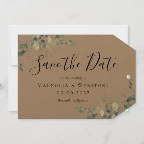 Eucalyptus Wedding Save the Date Large Tag Invitation