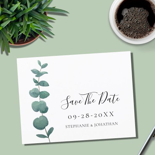  Eucalyptus Wedding Save The Date Postcard