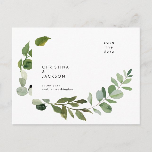  Eucalyptus Wedding  Save the Date  Postcard (Front)