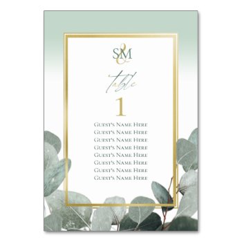 Eucalyptus Wedding Seating Chart Table Number by 17Minutes at Zazzle