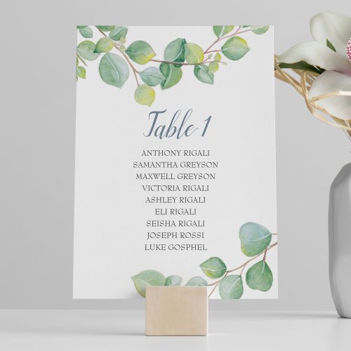 Eucalyptus Wedding Seating Chart Table Plan Invitation