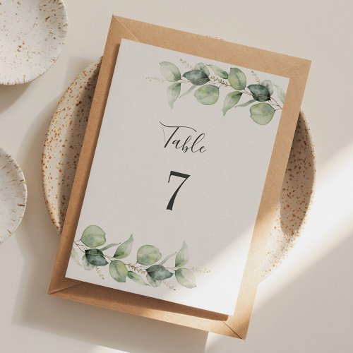 Eucalyptus Wedding Seating Table Number 7