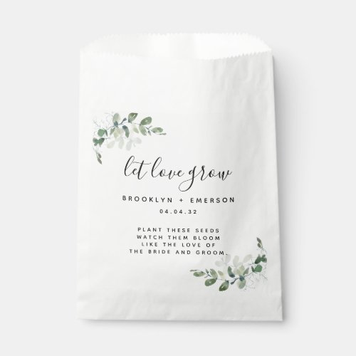 Eucalyptus Wedding Seed Packet  Favor Bag