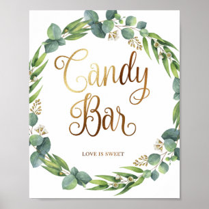 Eucalyptus wedding sign for candy bar