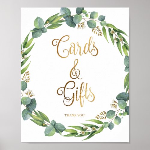 Eucalyptus wedding sign for cards and gifts