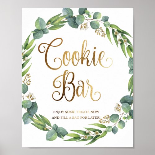 Eucalyptus wedding sign for cookie bar