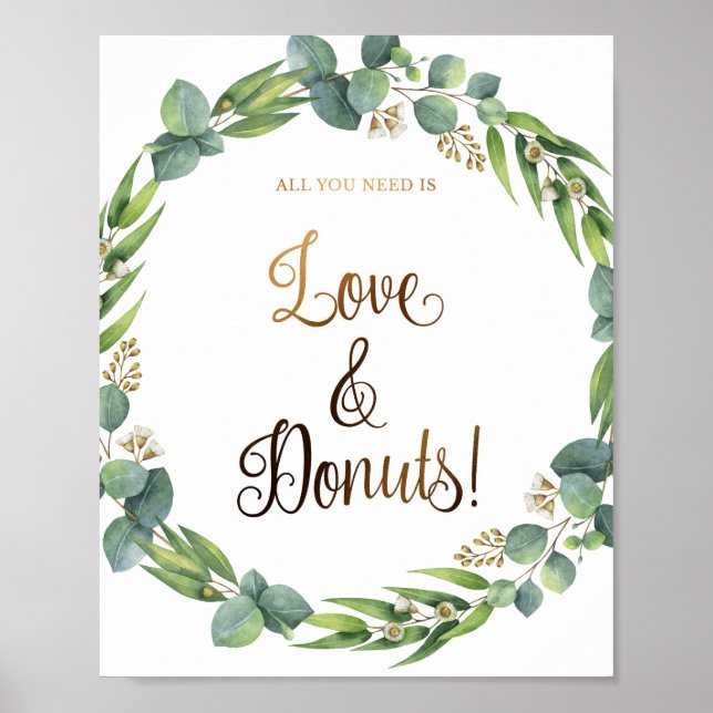 Eucalyptus wedding sign for donuts (Front)