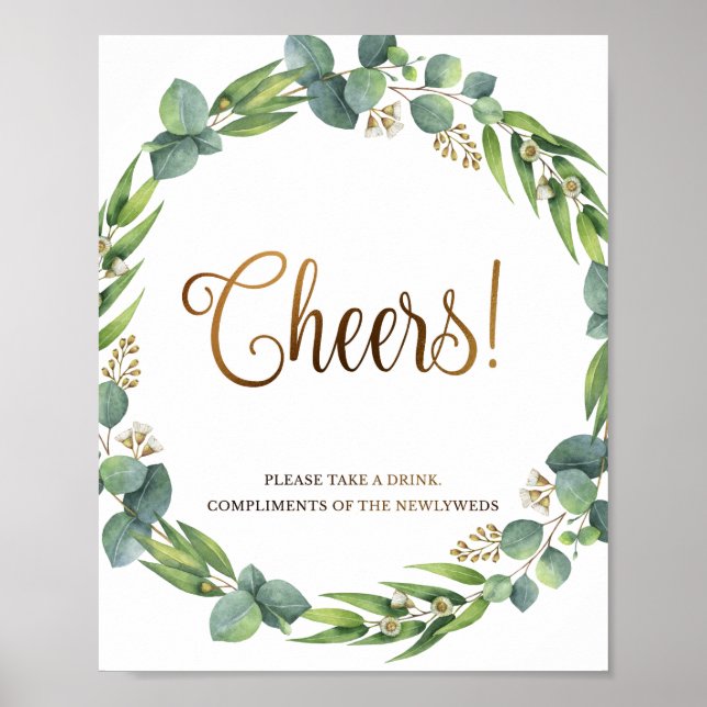 Eucalyptus wedding sign for drink bar (Front)