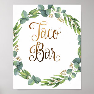 Eucalyptus wedding sign for taco bar