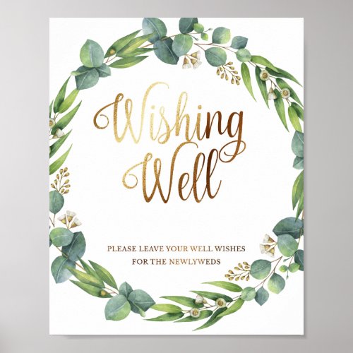 Eucalyptus wedding sign for well wishing