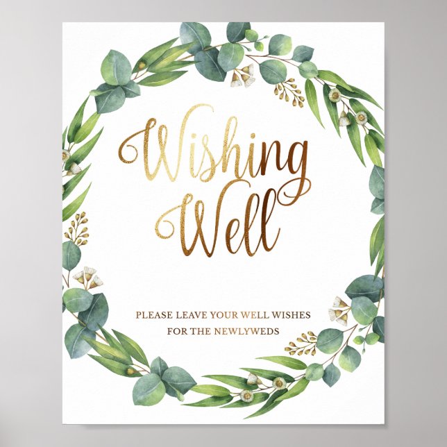 Eucalyptus wedding sign for well wishing (Front)