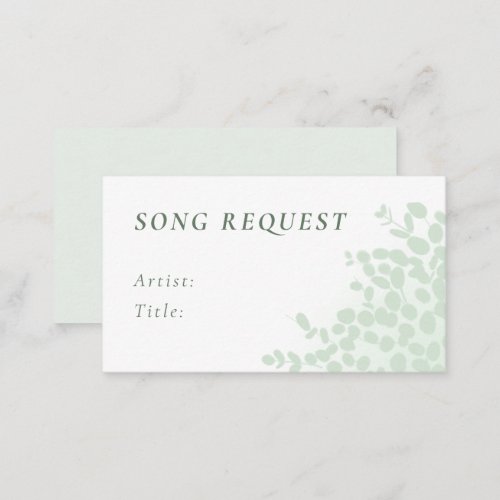Eucalyptus Wedding Song Request card 