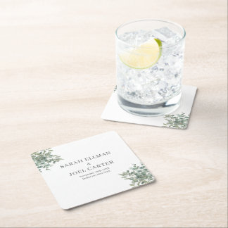 Eucalyptus Wedding Square Paper Coaster