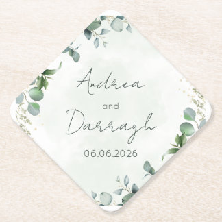 Eucalyptus Wedding Square Paper Coaster 1001A