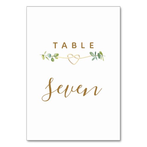 Eucalyptus Wedding Table Number