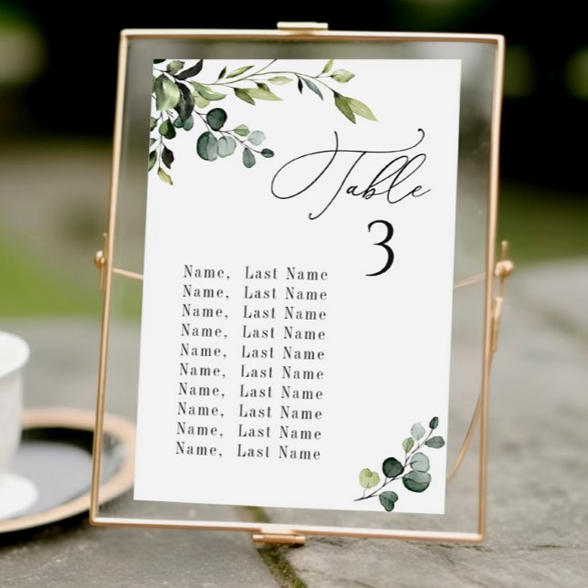 Eucalyptus Wedding Table Number Seating Chart Card (Creator Uploaded)
