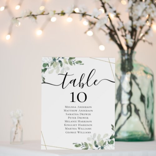 Eucalyptus Wedding Table Number Seating Chart Foam Board