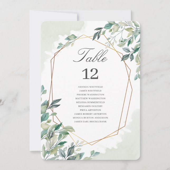 Eucalyptus Wedding Table Number Seating Plan (Front)