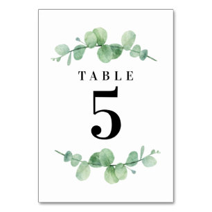 Eucalyptus Wedding Table Numbers Card