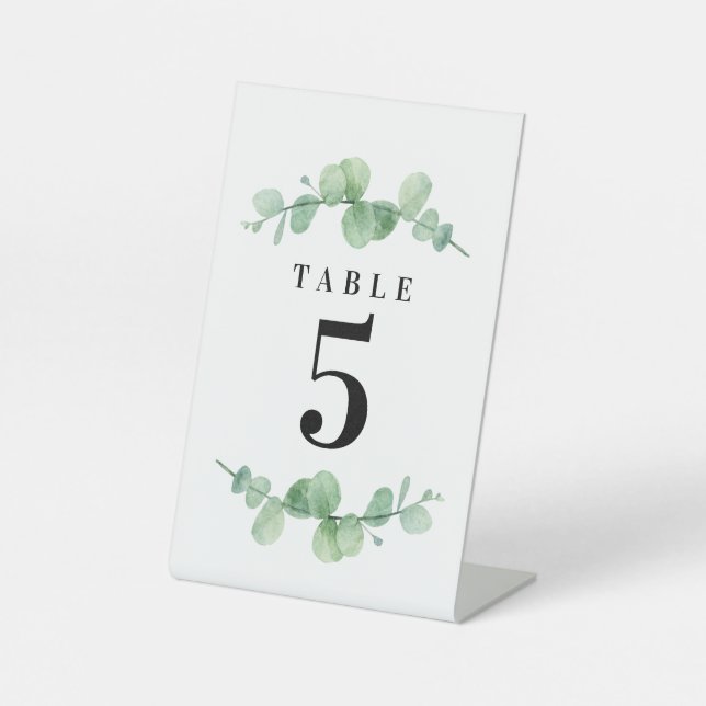 Eucalyptus Wedding Table Numbers Pedestal Sign (Front)