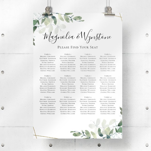 Eucalyptus Wedding Table Seating Chart (Creator Uploaded)