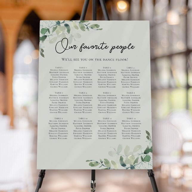 Eucalyptus Wedding Table Seating Chart  Foam Board (Creator Uploaded)