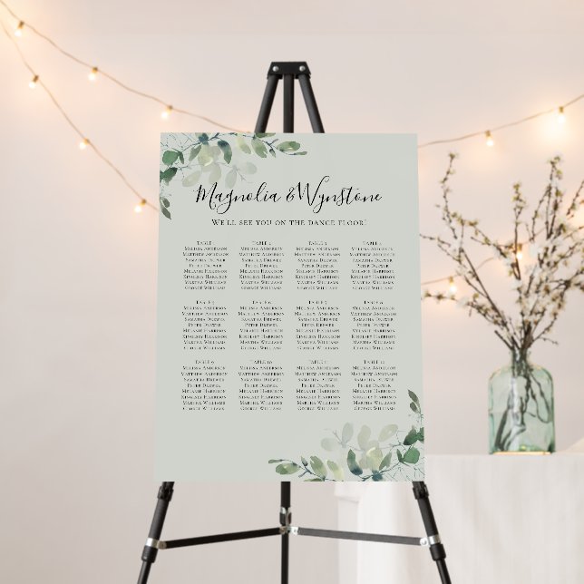 Eucalyptus Wedding Table Seating Chart  Foam Board (In Situ (Stand))