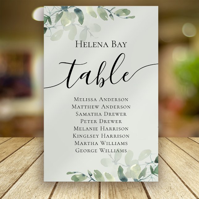 Eucalyptus Wedding Table Seating Chart Table Name Number (Creator Uploaded)