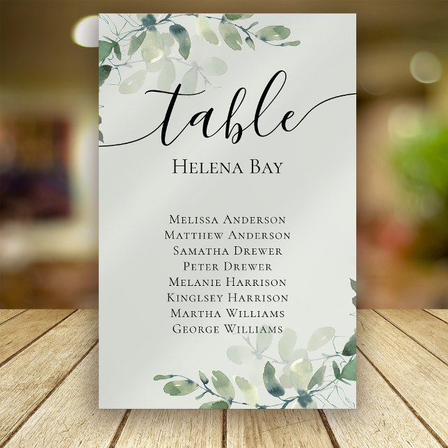 Eucalyptus Wedding Table Seating Chart Table Name Number (Creator Uploaded)
