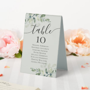 Eucalyptus Wedding Table Seating Chart Table Tent
