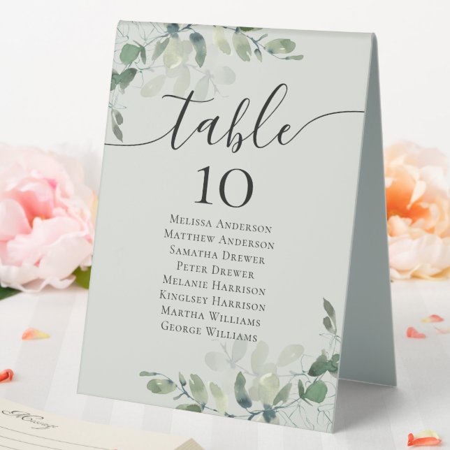 Eucalyptus Wedding Table Seating Chart Table Tent (In SItu (Wedding))