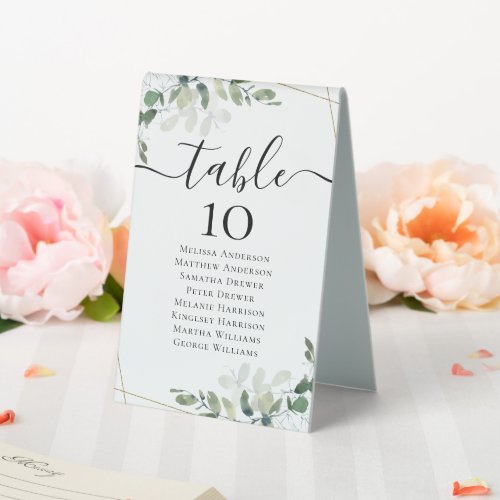 Eucalyptus Wedding Table Seating Chart Table Tent Sign