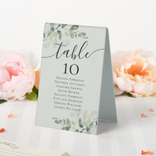 Eucalyptus Wedding Table Seating Chart Tent