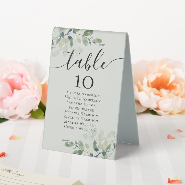 Eucalyptus Wedding Table Seating Chart Tent (In SItu (Wedding))