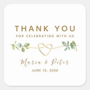 Eucalyptus Wedding Thank You Favor Square Sticker