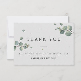 Eucalyptus Wedding Thank You Flat Card