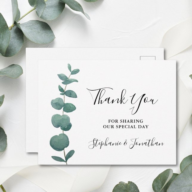 Eucalyptus Wedding Thank You Postcard (Creator Uploaded)