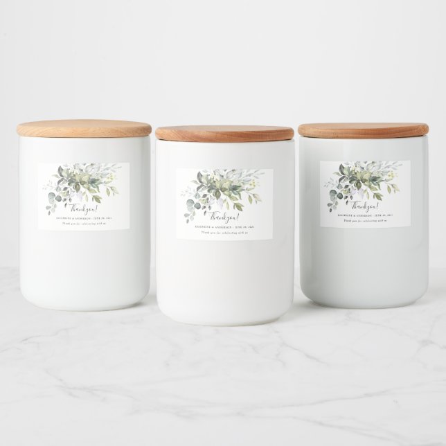 Eucalyptus Wedding Thankyou Favor  Food Label (Bottles)