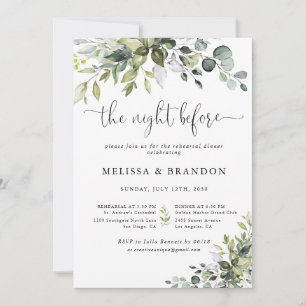 Eucalyptus Wedding The Night Before  Invitation