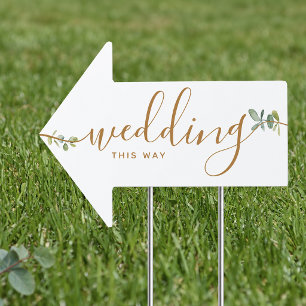 Eucalyptus Wedding This Way Arrow Sign