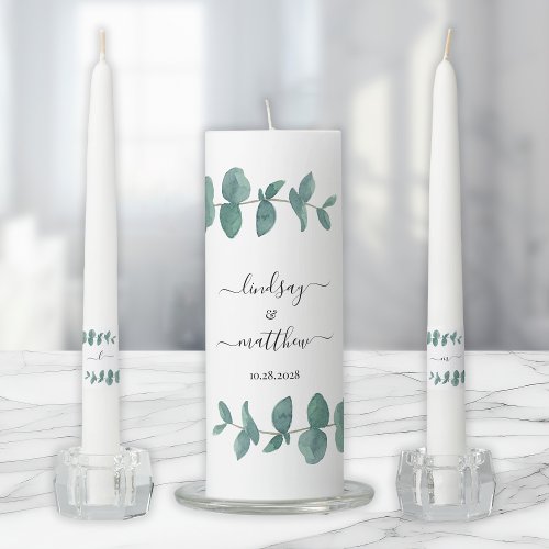  Eucalyptus Wedding Unity Candle Set