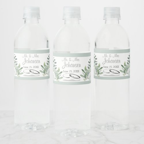Eucalyptus Wedding Water Bottle Label