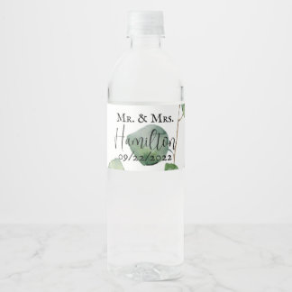 Eucalyptus Wedding Water Bottle Label